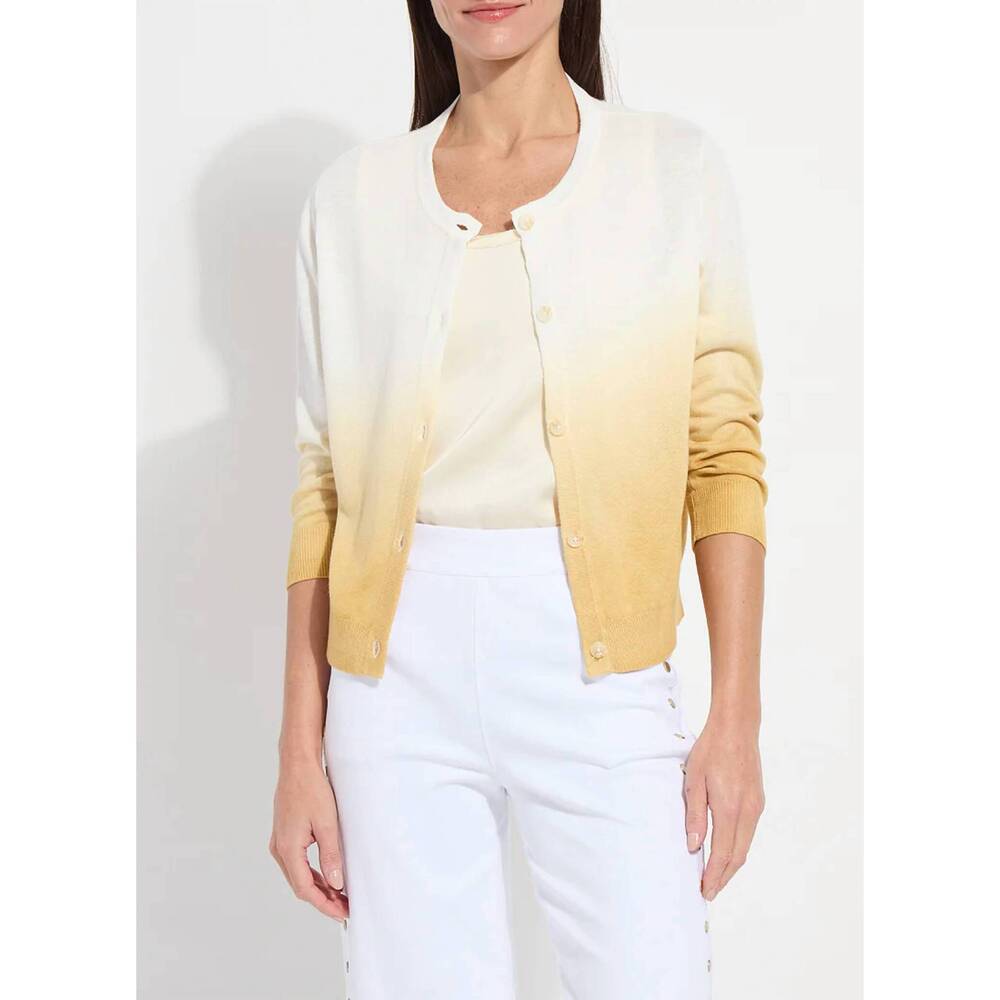 NEW LYSSE reign ombre cardigan sweater in dip dye gold
